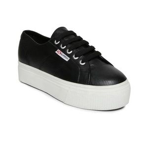 Superga platform sneakers - black leather